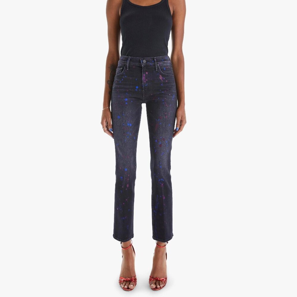 NWT Mother The Insider Ankle Bootcut in Rain City Lights Paint Splatter Print 24 - Picture 2 of 16